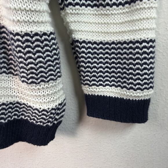 Talbots women XL petite Navy Blue White Sweater Stripe Cotton nautical sailing - Picture 3 of 10